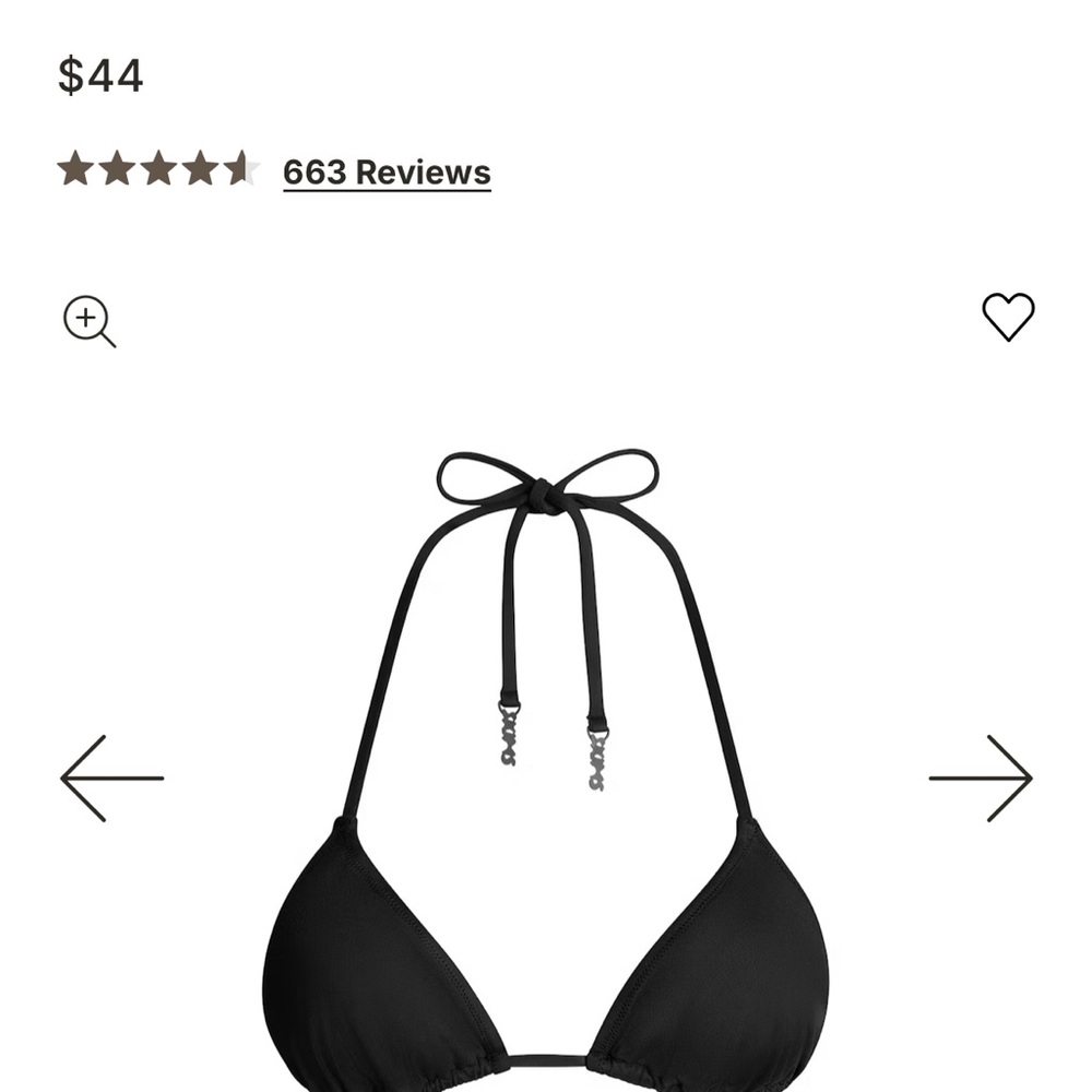 NWT Skims Signature Swim Triangle Top Black size M